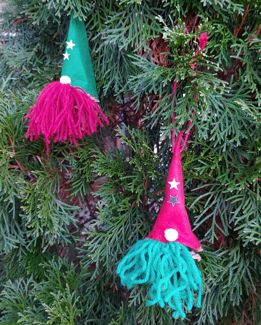 Holiday Gnome Pinecone Ornaments (Set of 2)