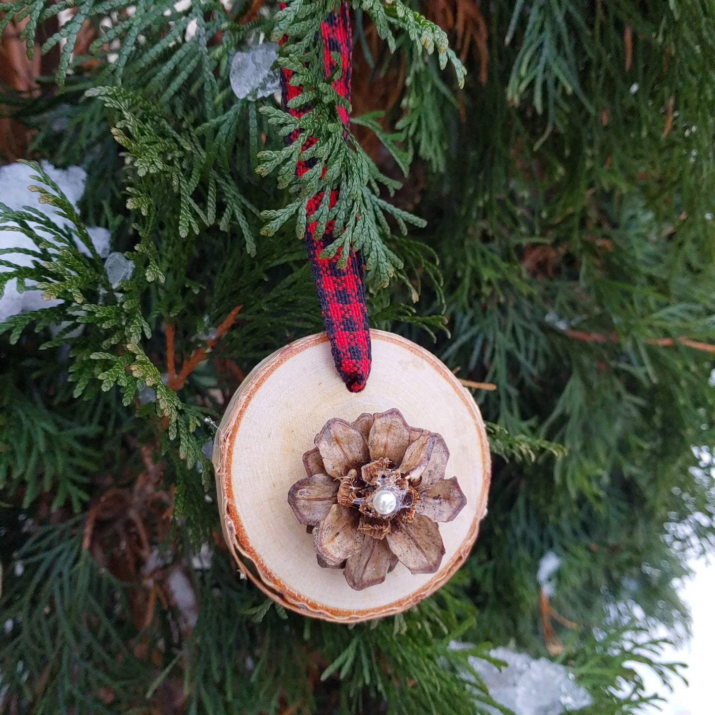 Pinecone Flower Birch Ornament